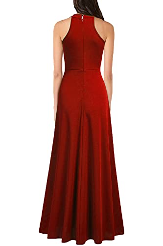 MUSHARE Women's Halter Neck Split Cocktail Party Maxi Long Formal Dress