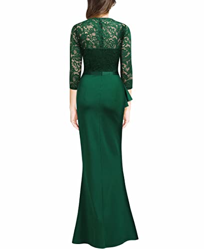 MissMAY Women's Vintage Floral Lace Ruffle Long Evening Dress