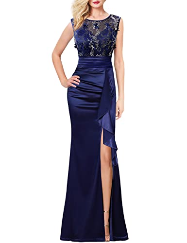 VFSHOW Women's Formal Ruched Maxi Dress for Prom and Wedding Parties
