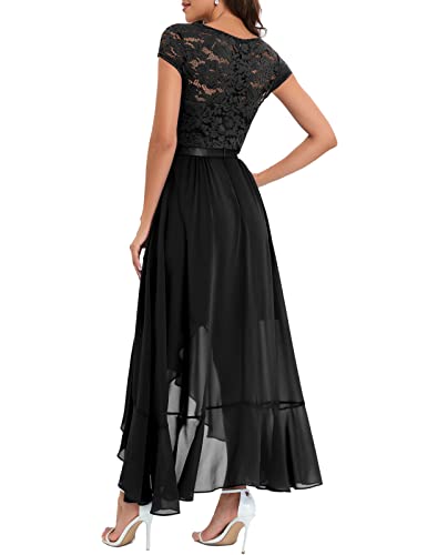 Bbond Floral Lace V-Neck Prom Dress for Wedding Guest & Formal Occasions