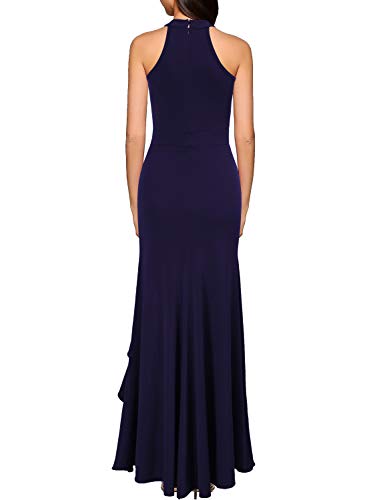 WOOSEA Women's High Neck Split Evening Mermaid Long Dress