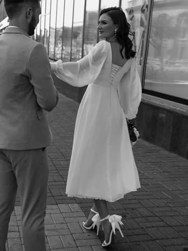 Toreque Chiffon V-Neck Tea-Length Wedding Dress