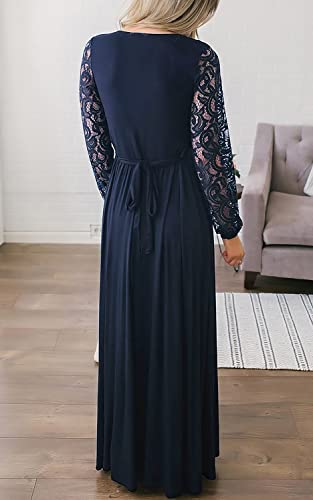 Kranda Women's Vintage Floral Lace Maxi Dress V-Neck Party Maxi