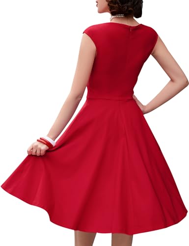 MUXXN Women's Vintage 1950s Cap Shoulder Swing Wedding Dress