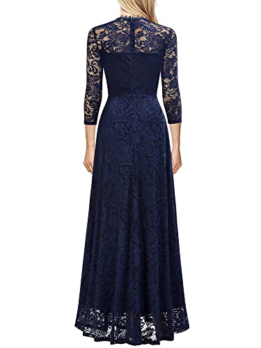 MISSMAY Women's Formal Floral Lace 2/3 Sleeves Bridesmaid Maxi Dress