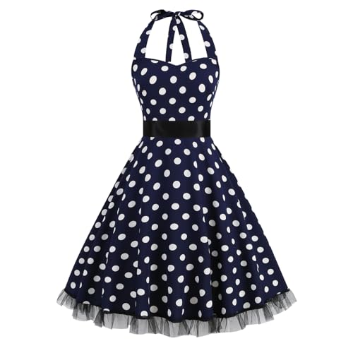 1950s Halter Neck Polka Dot Audrey Vintage Dress