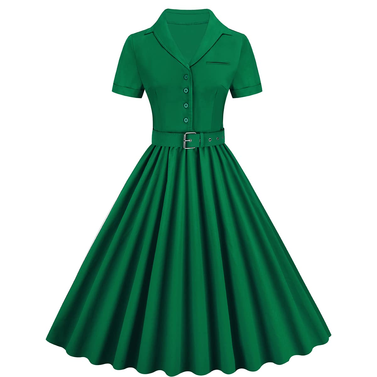 Vintage 50s/60s Women's V-Neck Swing Dress with Pockets
