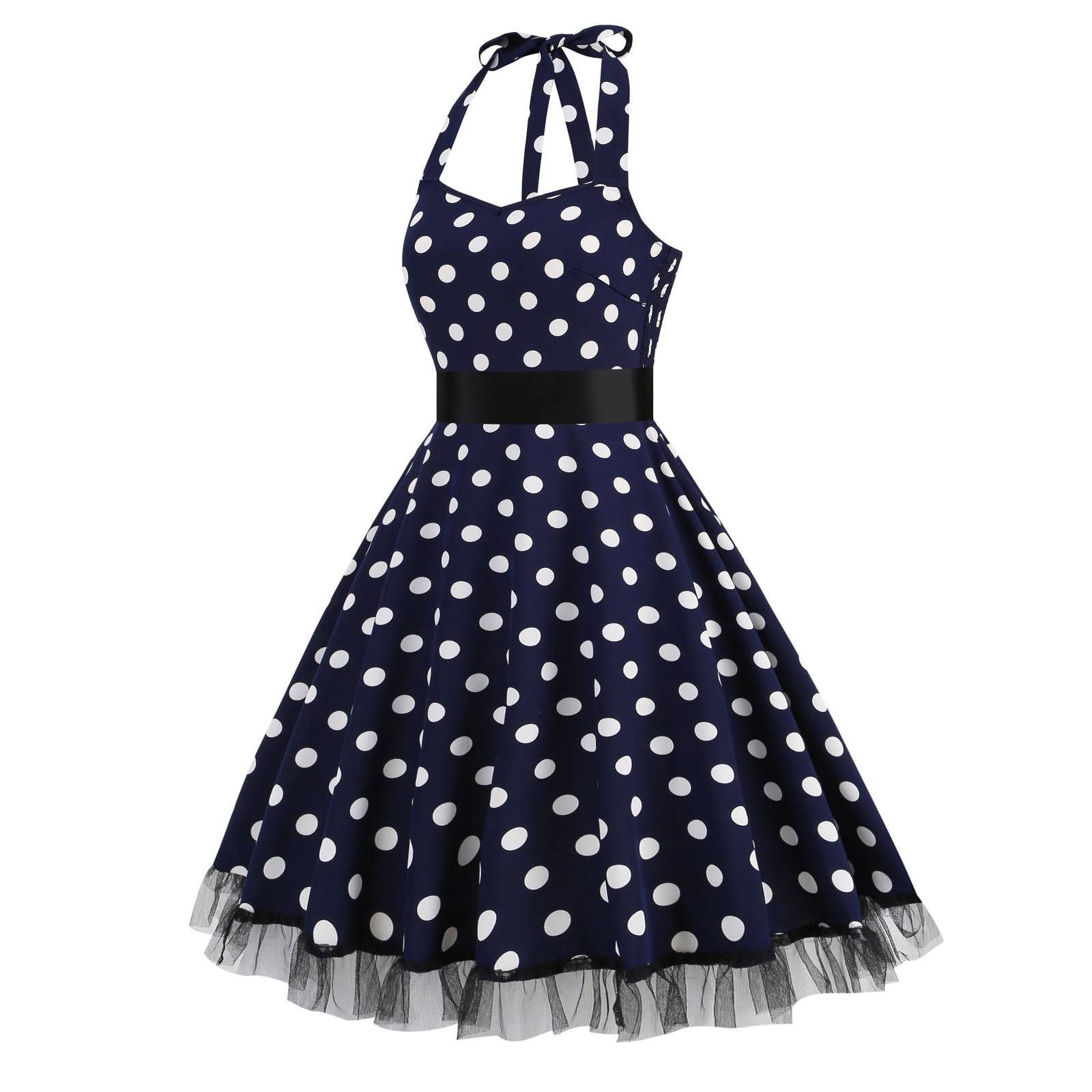 1950s Halter Neck Polka Dot Audrey Vintage Dress
