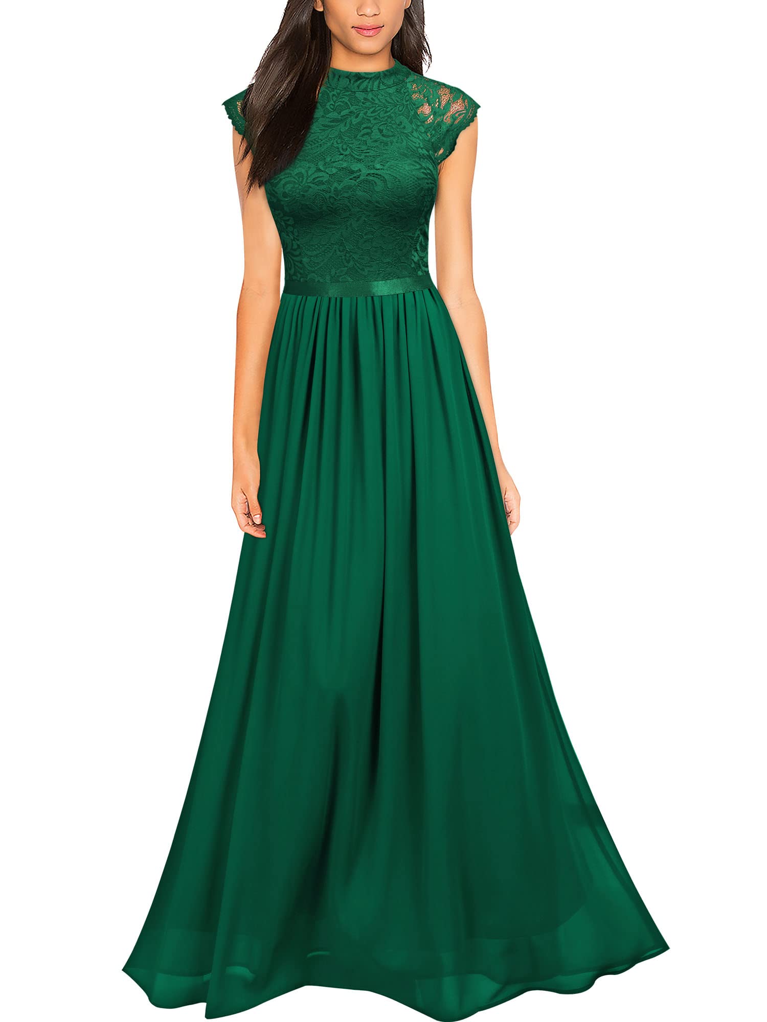 Miusol Women's Formal Sleeveless Floral Lace Bridesmaid Maxi Dress
