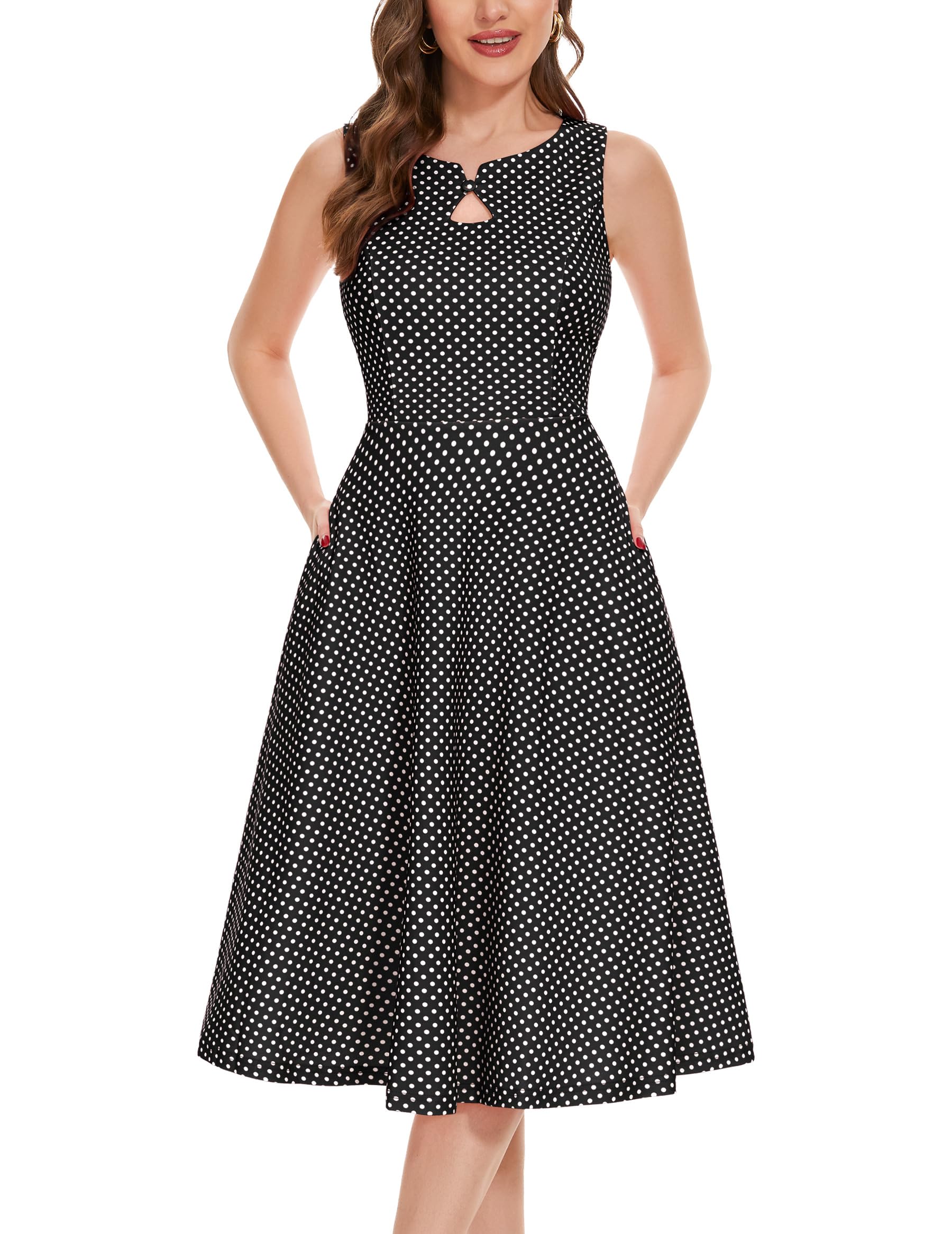 Vintage Women's 1940s A-Line Midi Dress with Pockets